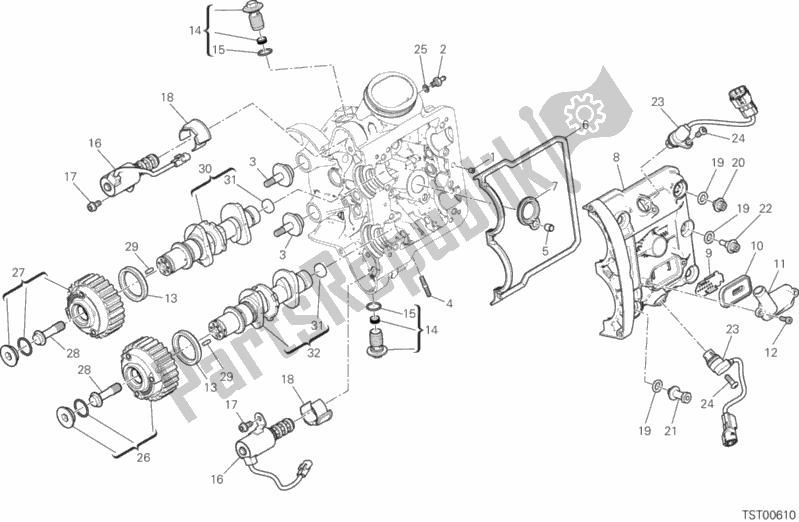 Toutes les pièces pour le Testa Orizzontale - Distribuzione du Ducati Multistrada 1260 Touring USA 2019